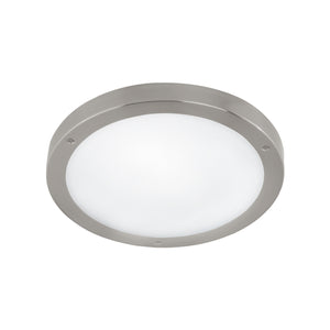 Eglo EU VENTO?1 Outdoor Wall or Ceiling Light – Stainless Steel with White Glass, LED, Warm White, IP44