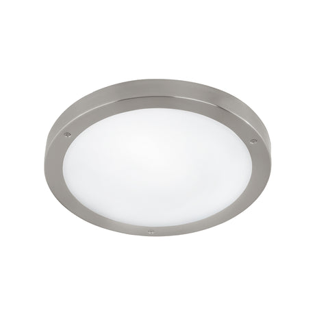 Eglo EU VENTO?1 Outdoor Wall or Ceiling Light – Stainless Steel with White Glass, LED, Warm White, IP44