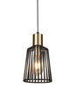 Bird Cage  Pendant  - Black & Satin Brass Metal