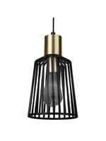 Searchlight Electric Bird Cage  Pendant  - Black & Satin Brass Metal 9412BK