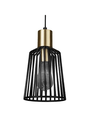 Searchlight Electric Bird Cage  Pendant  - Black & Satin Brass Metal 9412BK