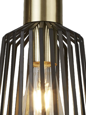 Searchlight Electric Bird Cage  Pendant  - Black & Satin Brass Metal 9412BK