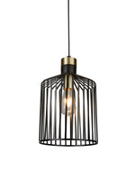 Bird Cage  Pendant  - Black & Satin Brass Metal