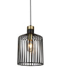 Bird Cage  Pendant  - Black & Satin Brass Metal