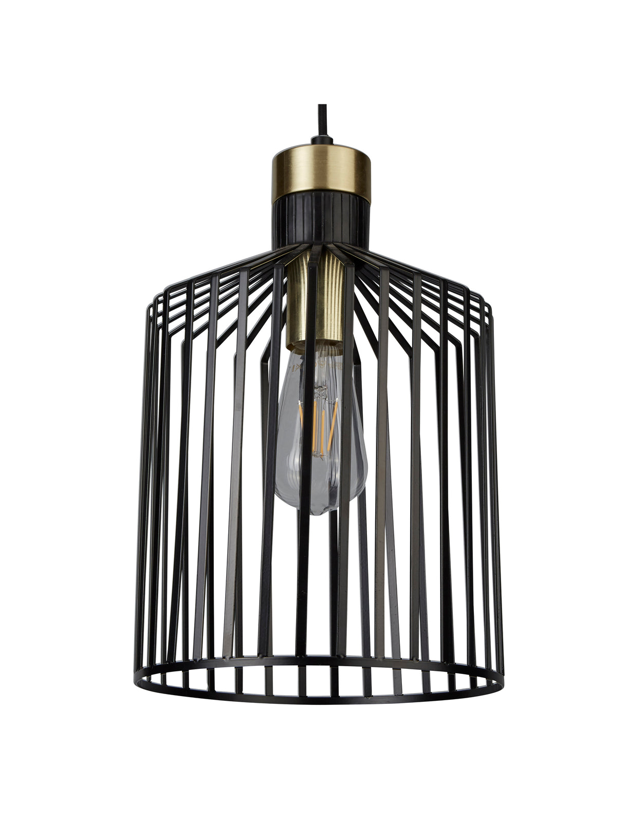 Searchlight Electric Bird Cage  Pendant  - Black & Satin Brass Metal 9413BK