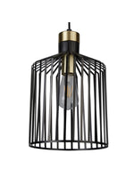 Searchlight Electric Bird Cage  Pendant  - Black & Satin Brass Metal 9413BK