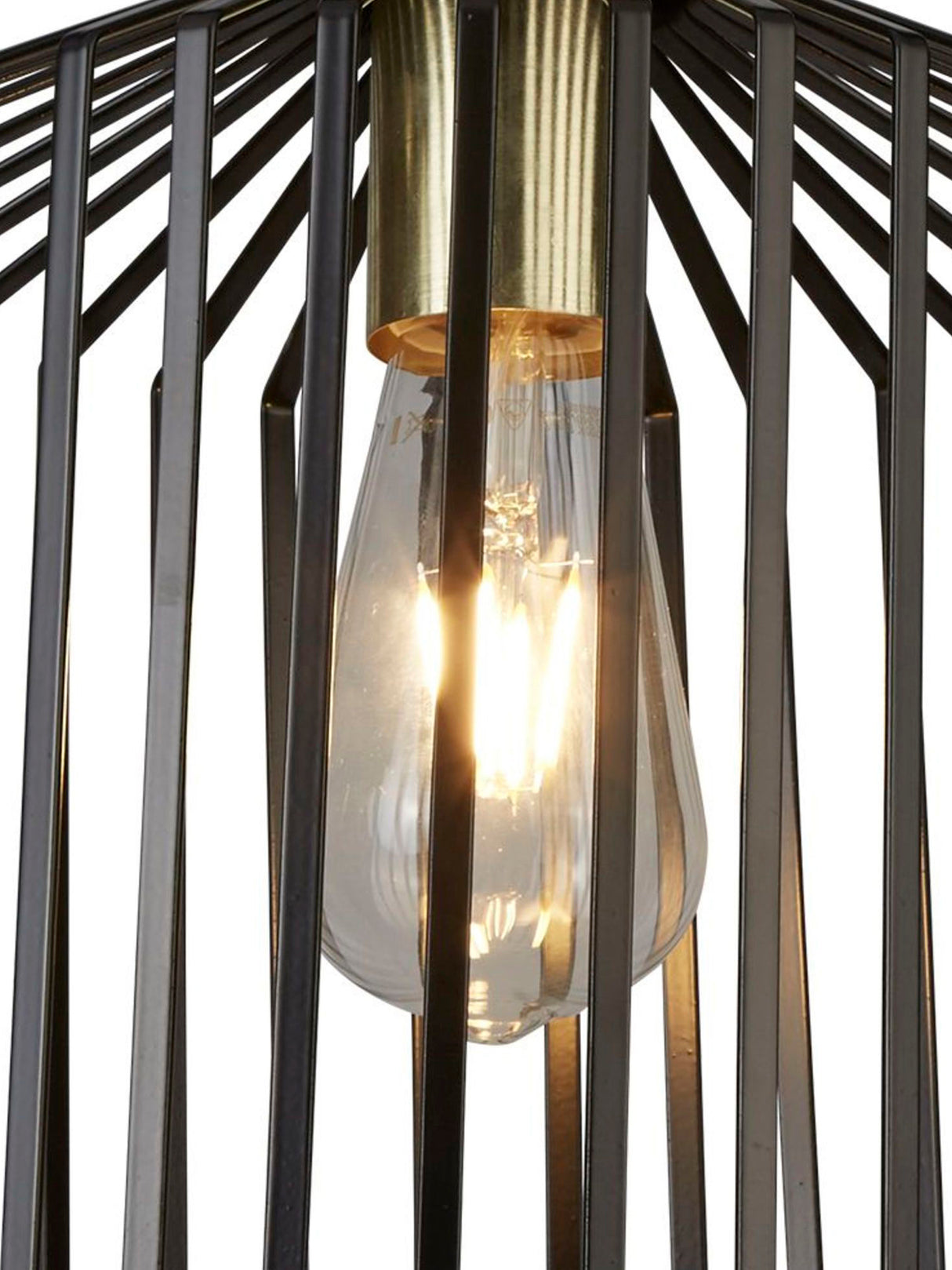Searchlight Electric Bird Cage  Pendant  - Black & Satin Brass Metal 9413BK