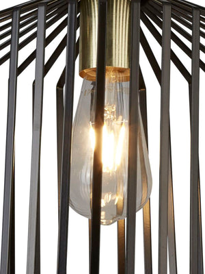 Searchlight Electric Bird Cage  Pendant  - Black & Satin Brass Metal 9413BK