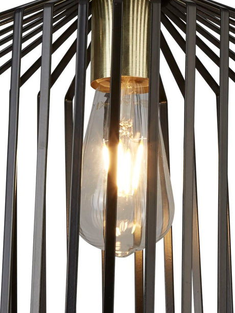 Searchlight Electric Bird Cage  Pendant  - Black & Satin Brass Metal 9413BK