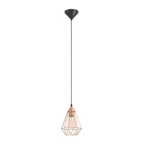 Eglo EU TARBES Pendant Light – Black & Copper Steel Wire Cage, E27, Vintage Indoor Lighting
