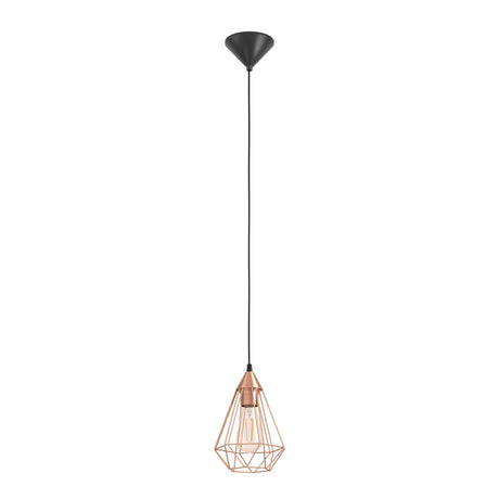 Eglo EU TARBES Pendant Light – Black & Copper Steel Wire Cage, E27, Vintage Indoor Lighting