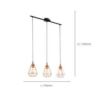 Eglo EU Tarbes 3 light Copper Pendant light