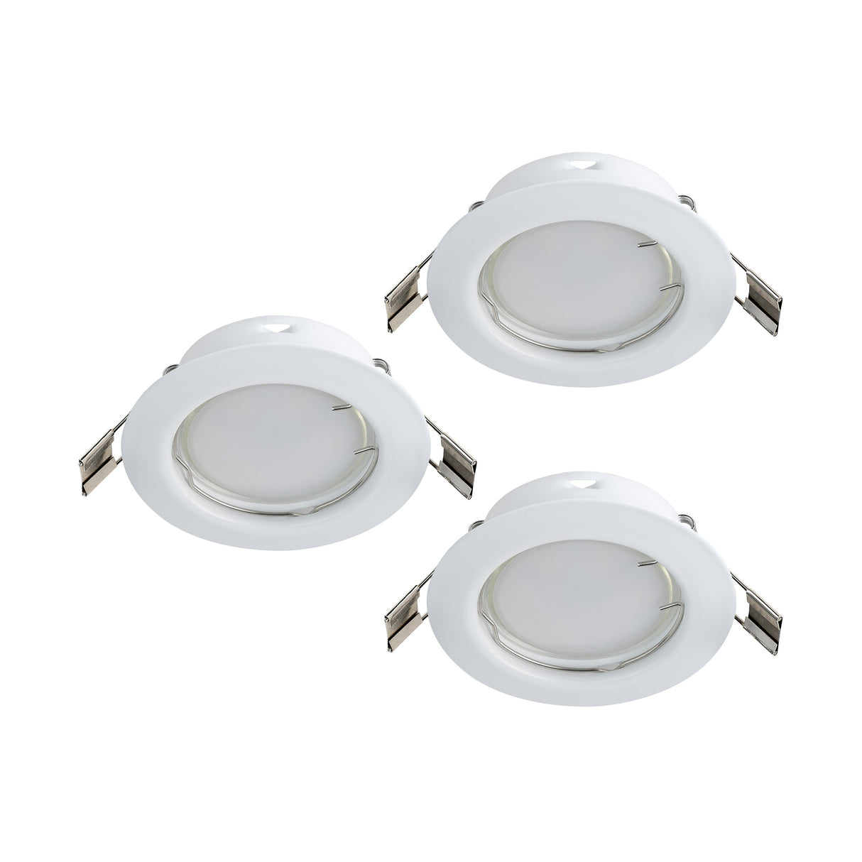 Eglo EU PENETO Recessed Ceiling Light – White Steel, Triple GU10 LED, Warm White, Indoor Downlight