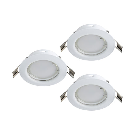 Eglo EU PENETO Recessed Ceiling Light – White Steel, Triple GU10 LED, Warm White, Indoor Downlight