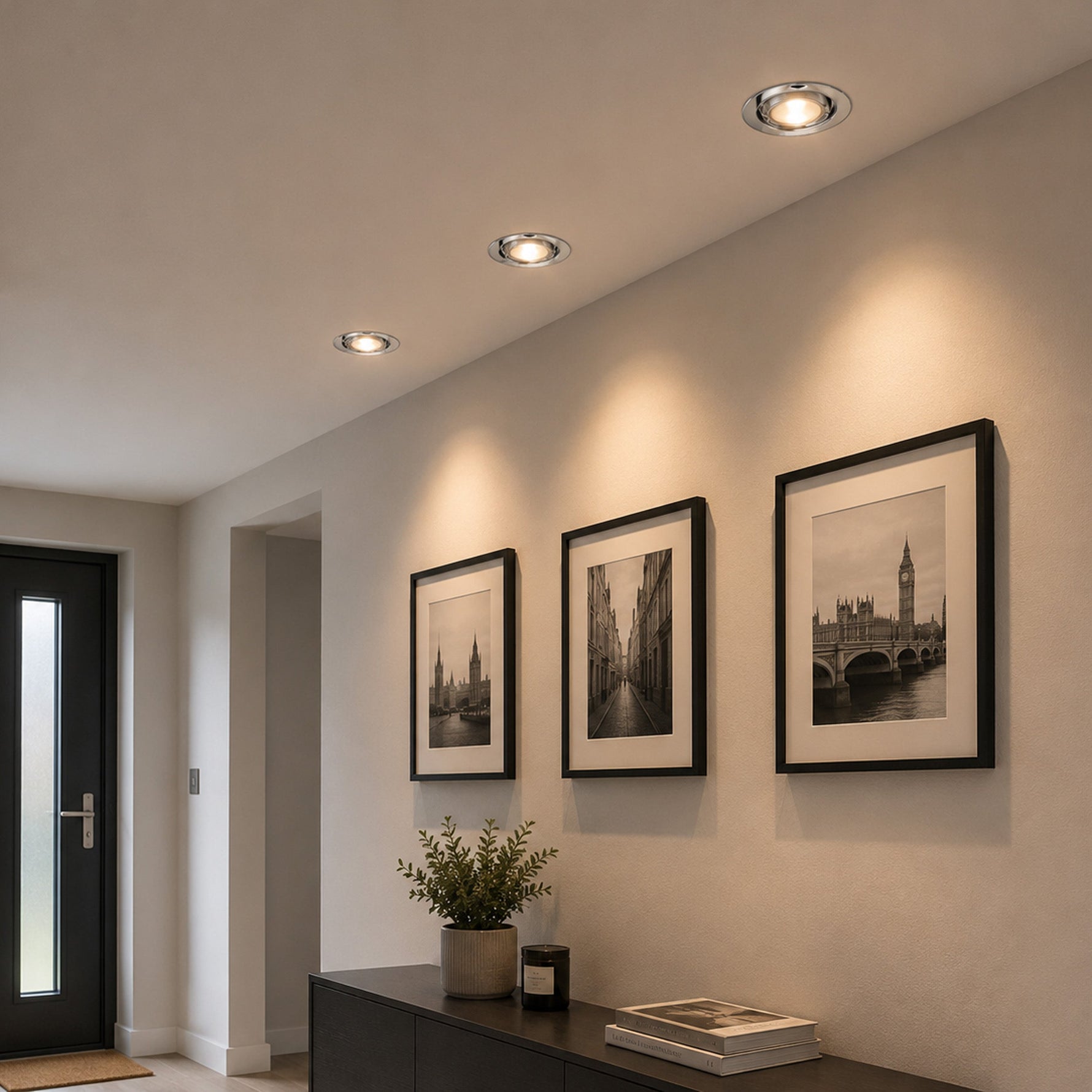 Eglo EU PENETO Recessed Ceiling Light – Satin Nickel Steel, Triple GU10 LED, Warm White, Indoor Downlight