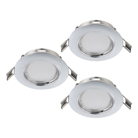 Eglo EU PENETO Recessed Ceiling Light – Chrome Steel, Triple GU10 LED, Warm White, Indoor Downlight