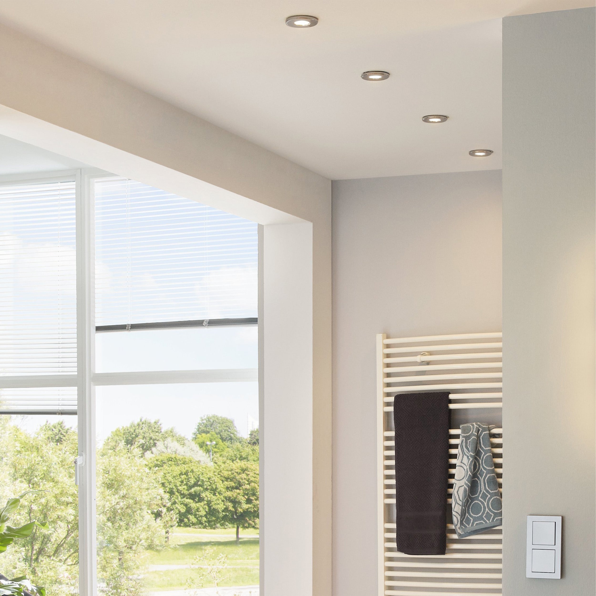 Eglo EU PENETO Recessed Ceiling Light – White Steel, Triple GU10 LED, High Output Warm White Downlight