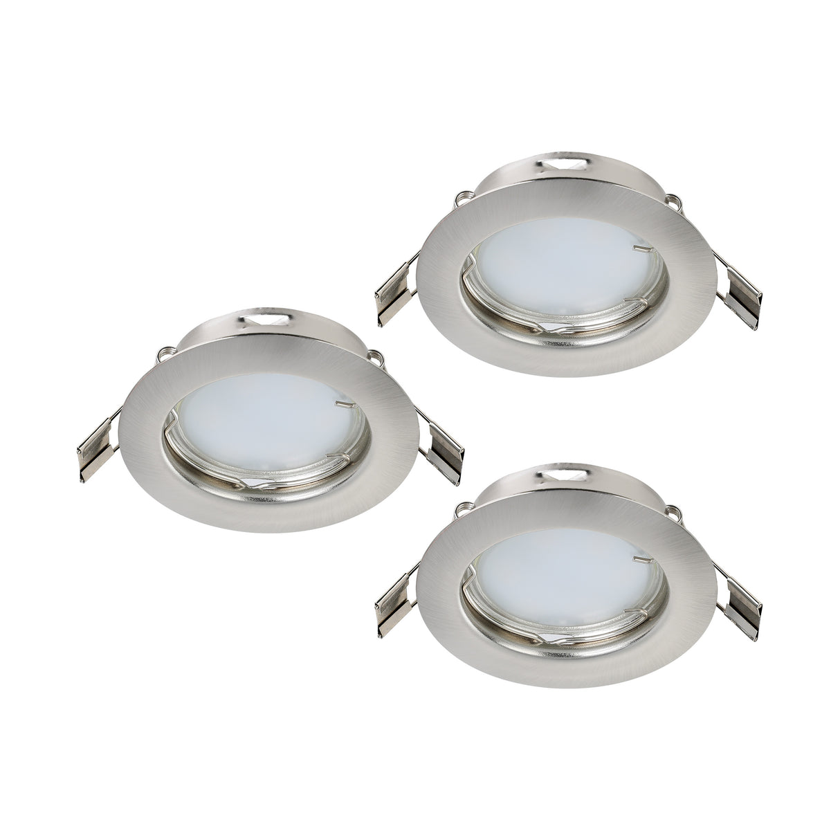 Eglo EU PENETO Recessed Ceiling Light – Satin Nickel Steel, Triple GU10 LED, Warm White, Indoor Downlight