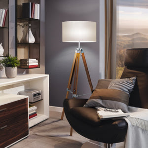 Eglo EU Lantada Floor Lamp Natural/Chrome/Beige