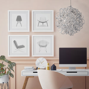 Searchlight Electric Scribble 6Lt LED Pendant - Chrome Diamond Cut Metal 9432