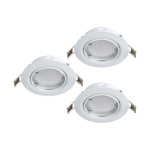 Eglo EU PENETO Recessed Ceiling Light – White Steel, Triple GU10 LED, High Output Warm White Downlight