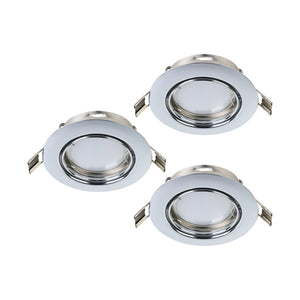 Eglo EU PENETO Recessed Ceiling Light – Chrome Steel, Triple GU10 LED, High Output Warm White Downlight