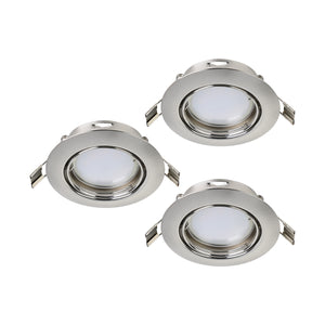 Eglo EU PENETO Recessed Ceiling Light – Satin Nickel Steel, Triple GU10 LED, High Output Warm White Downlight