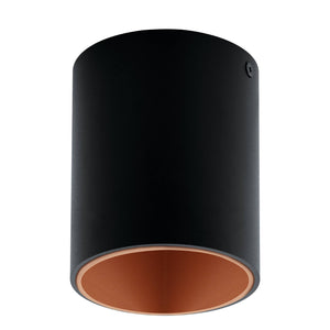Eglo EU POLASSO Ceiling Light – Black & Copper, Integrated LED, Warm White, Compact Indoor Ceiling Lighting