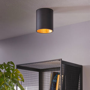 Eglo EU POLASSO Ceiling Light – Black & Gold, Integrated LED, Warm White, Compact Indoor Ceiling Lighting