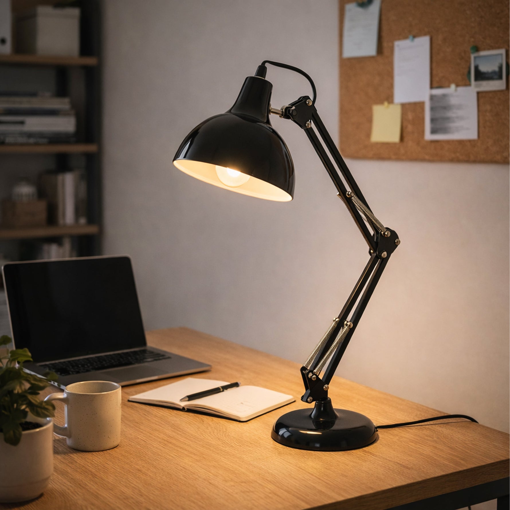 Eglo EU BORGILLIO Table Lamp – Chrome Steel Desk Light, E27, Inline Switch, Office Lighting
