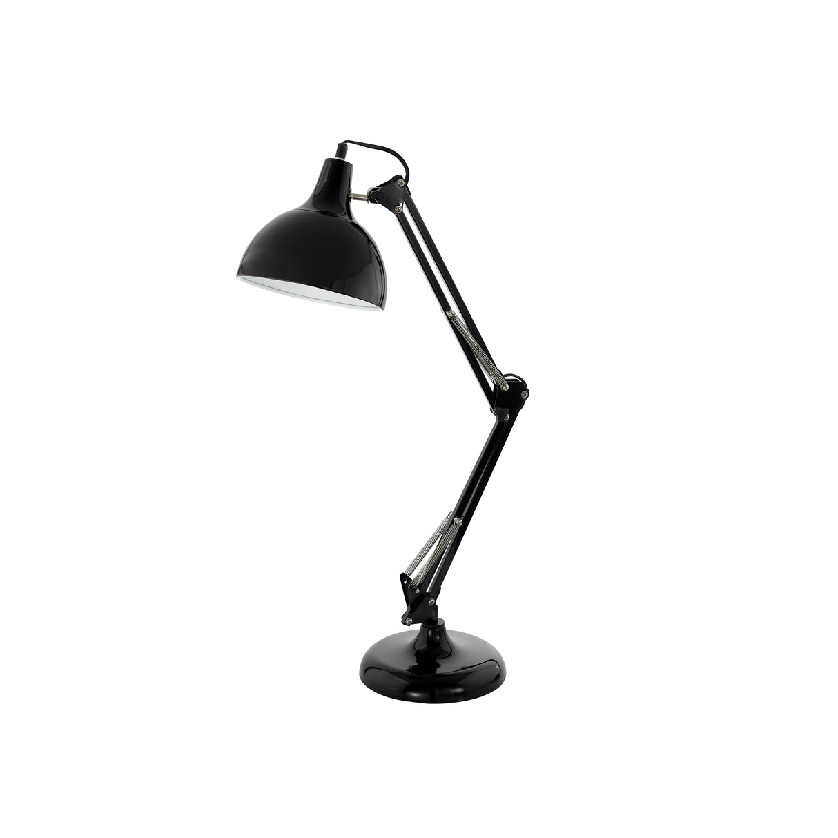 Eglo EU BORGILLIO Table Lamp – Black Steel Desk Light, E27, Inline Switch, Office Lighting