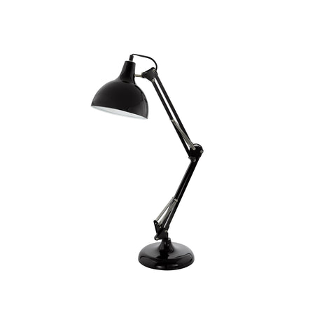 Eglo EU BORGILLIO Table Lamp – Black Steel Desk Light, E27, Inline Switch, Office Lighting