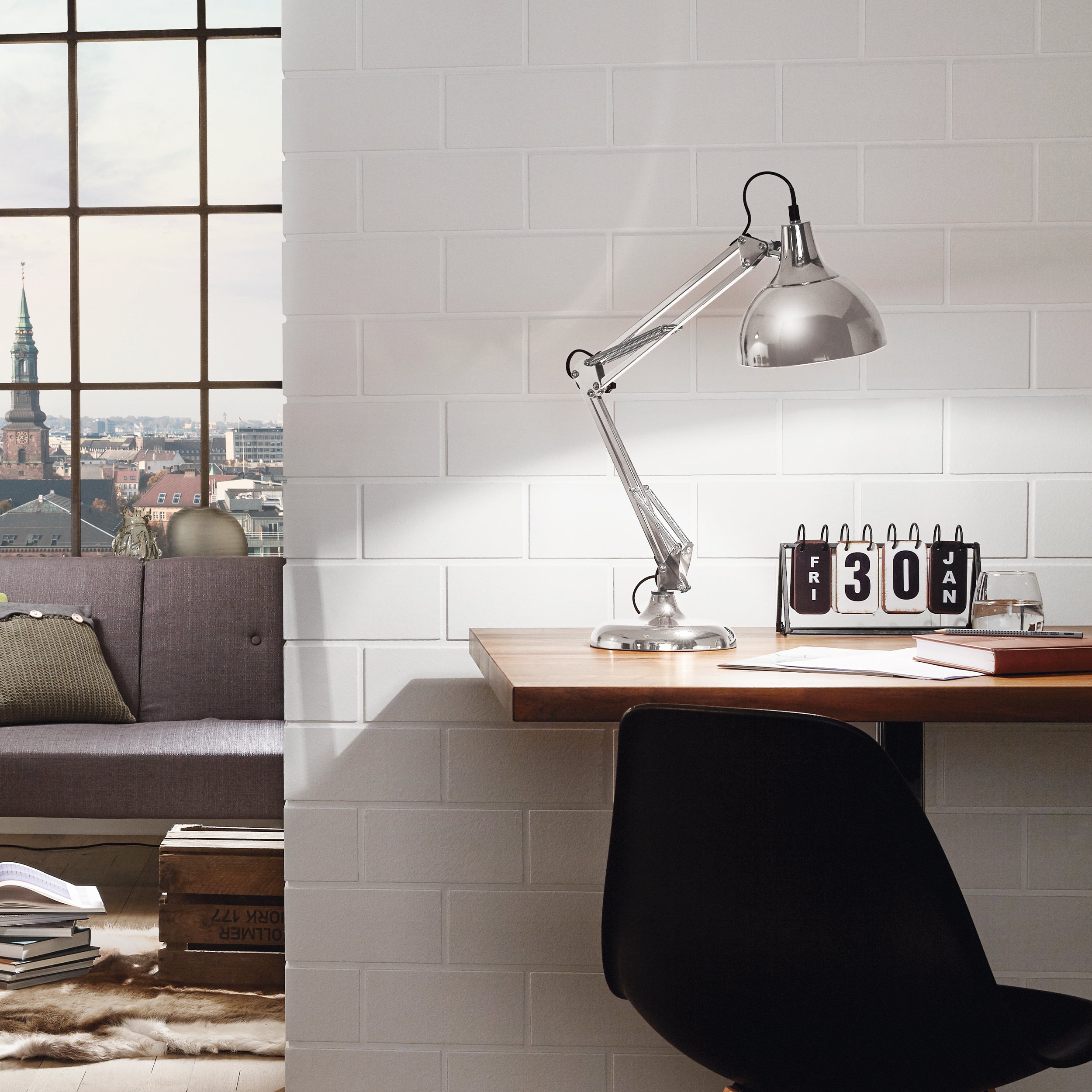 Eglo EU Marywell Ceiling Light – Vintage Black Steel & Wood Design, E27 Fitting product image - Endon Lighting from First Light Direct with great prices and fast UK delivery