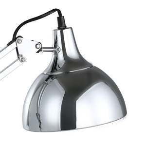 Eglo EU BORGILLIO Table Lamp – Chrome Steel Desk Light, E27, Inline Switch, Office Lighting