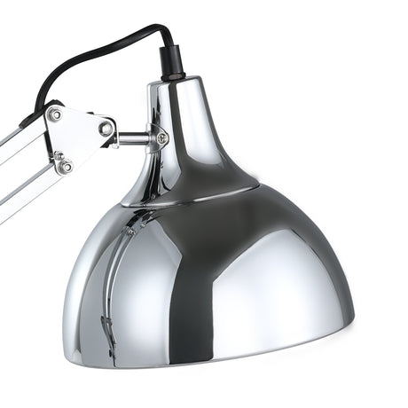 Eglo EU BORGILLIO Table Lamp – Chrome Steel Desk Light, E27, Inline Switch, Office Lighting