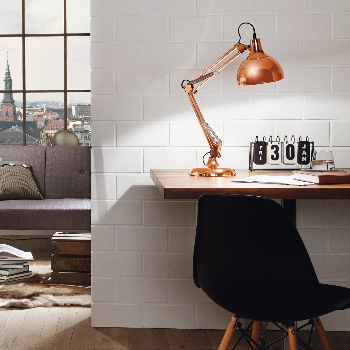 Eglo EU UP 2 Floor Lamp – Satin Nickel Uplighter with Reading Light, E27 & E14, Inline Switch