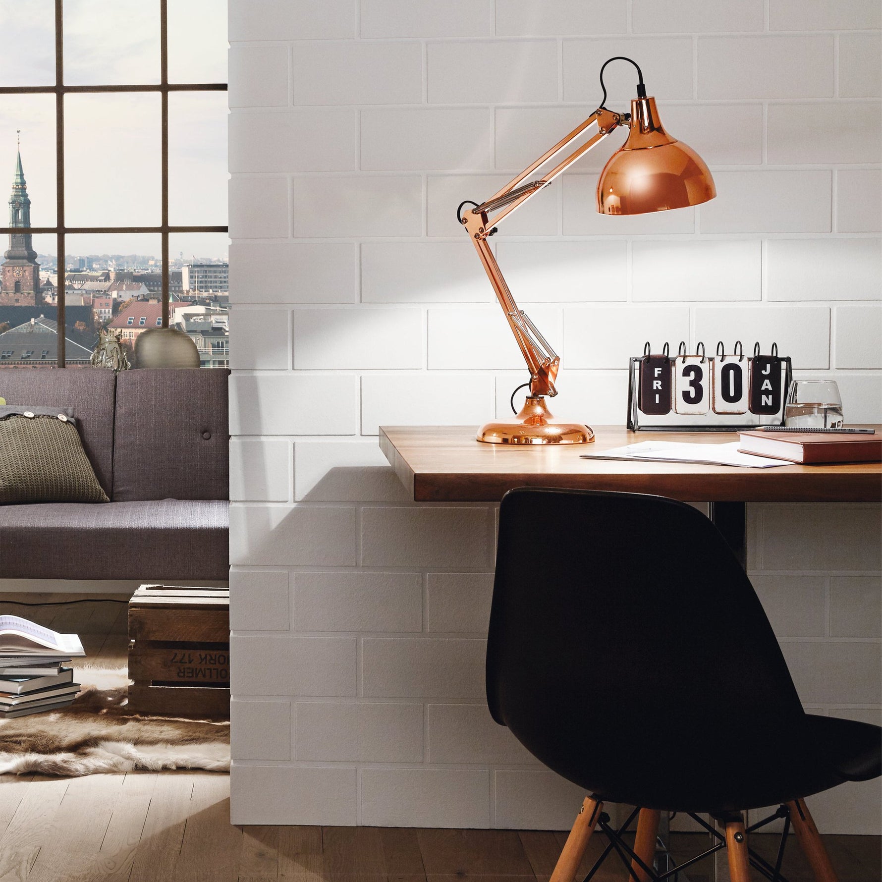 Eglo EU UP 2 Floor Lamp – Satin Nickel Uplighter with Reading Light, E27 & E14, Inline Switch
