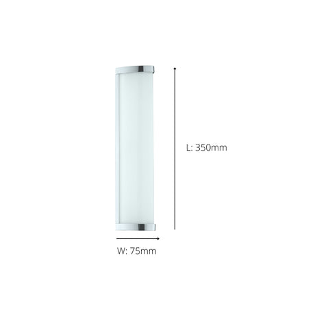 Eglo EU Gita 2 Chrome Metal & Plastic LED Bathroom Wall Light, 35cm