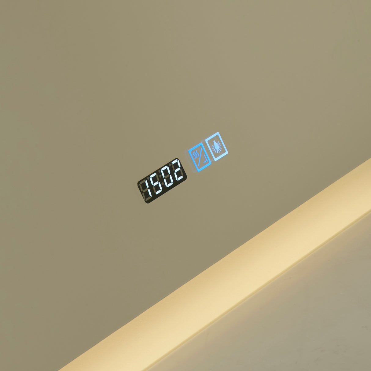 Searchlight Electric Rectangle Bathroom Mirror-Digital Clock,Demister Pad 94721