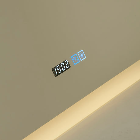 Searchlight Electric Rectangle Bathroom Mirror-Digital Clock,Demister Pad 94721