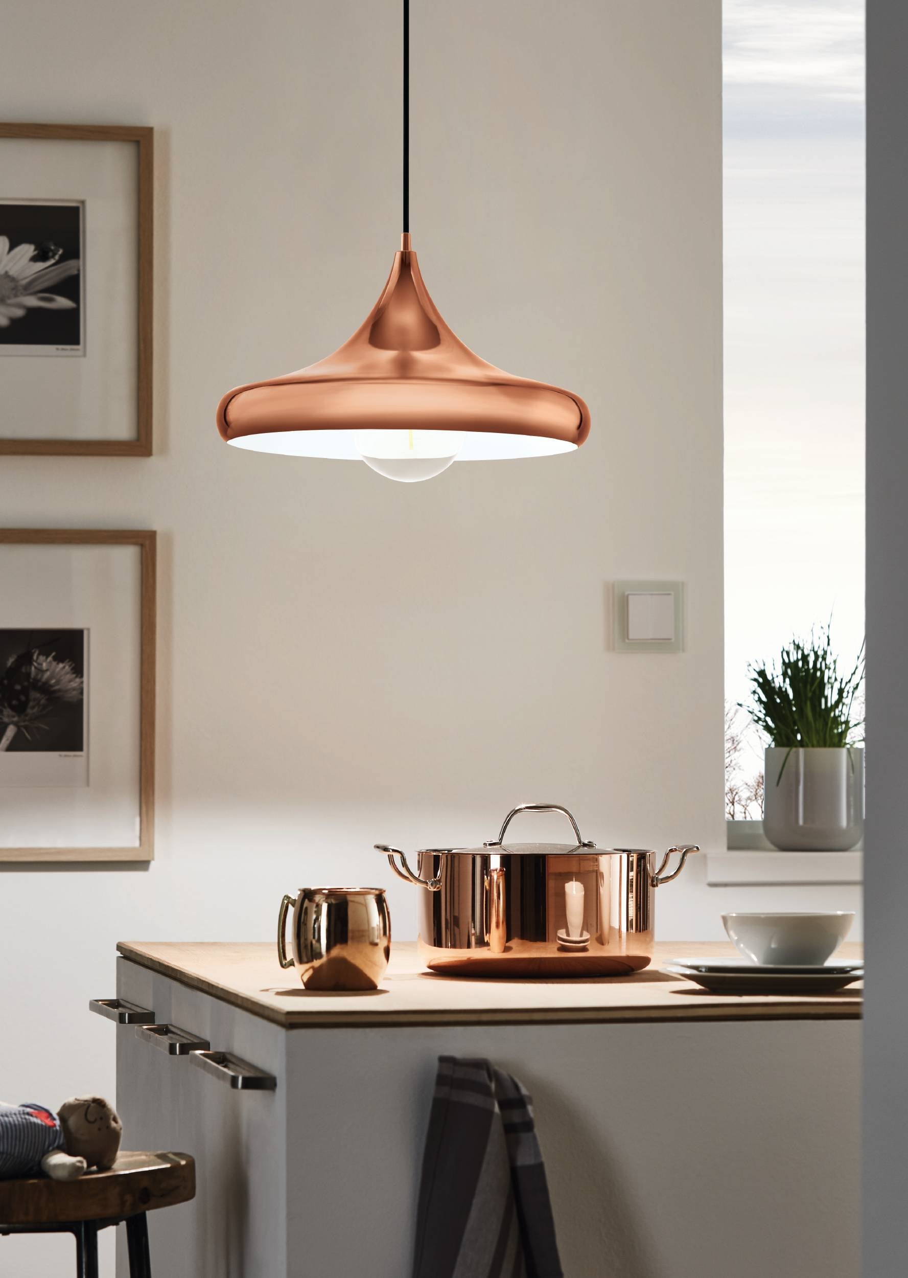 Eglo EU Roccaforte Black & Gold Metal Single Ceiling Pendant