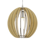 Eglo EU COSSANO Pendant Light – Maple Wood Slatted Shade, Satin Nickel, E27, Natural Decorative Ceiling Lighting