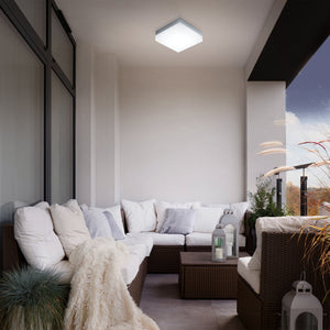 Eglo EU SONELLA Outdoor LED Wall / Ceiling Light – White Plastic, Warm White, Indoor & Outdoor Lighting