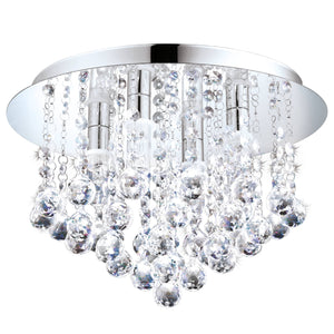 Eglo EU Almonte Clear And Chrome Crystal And Metal 4 Light (Inclusive) Flush Ceiling Fitting, (D) 35cm