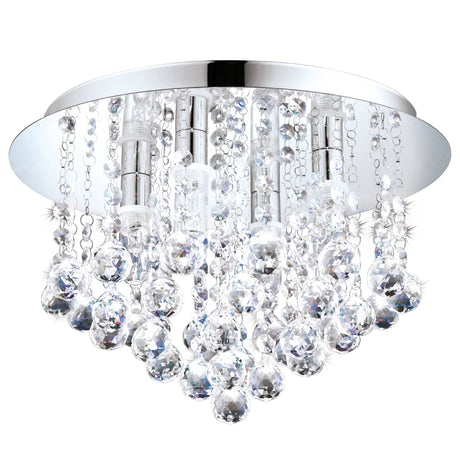 Eglo EU Almonte Clear And Chrome Crystal And Metal 4 Light (Inclusive) Flush Ceiling Fitting, (D) 35cm
