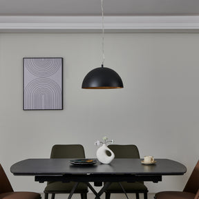 Eglo EU Gaetano 1 Black & Gold Steel Dome Pendant Light, 38cm