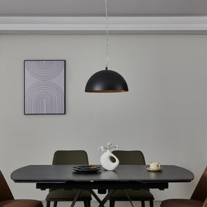 Eglo EU Gaetano 1 Black & Gold Steel Dome Pendant Light, 38cm