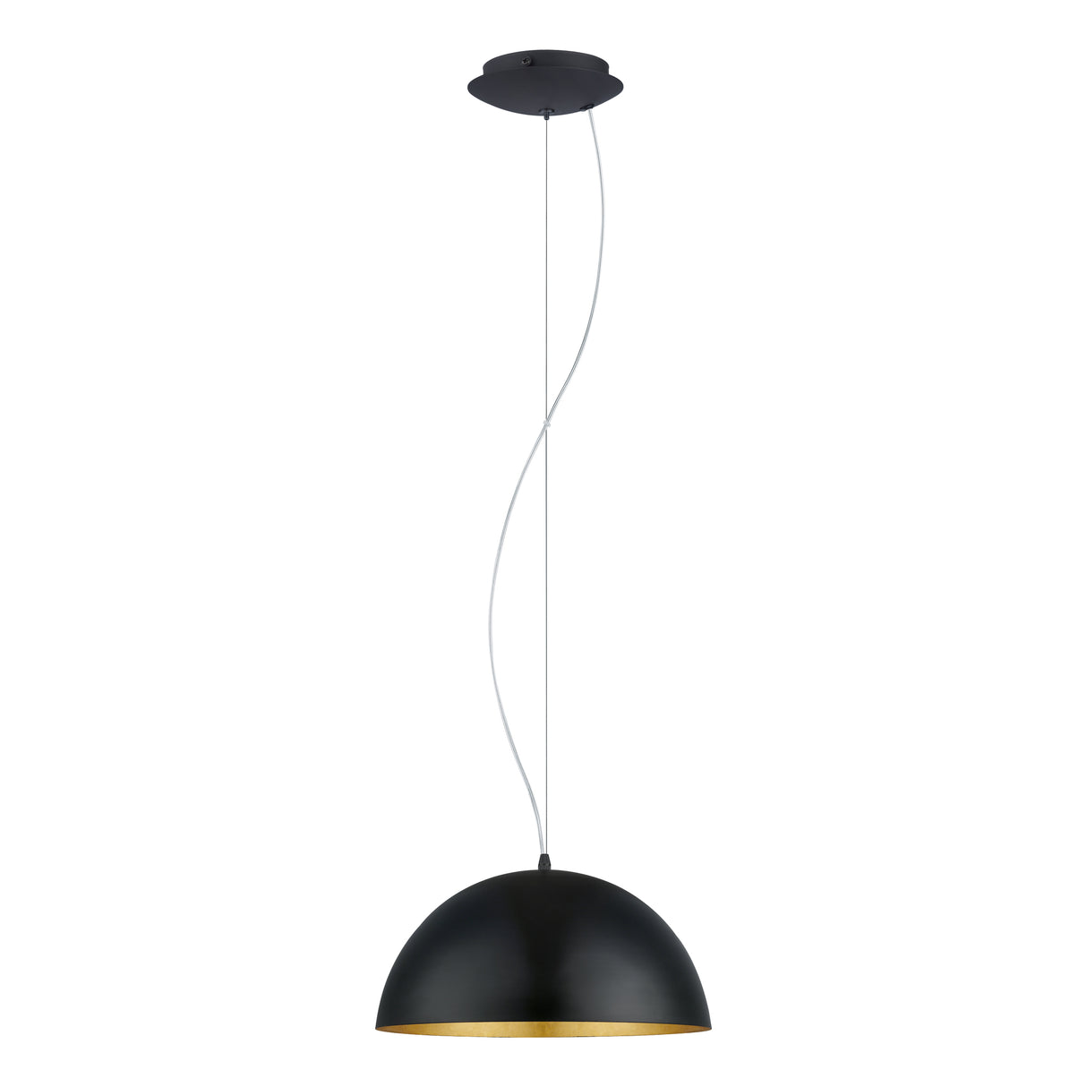 Eglo EU Gaetano 1 Black & Gold Steel Dome Pendant Light, 38cm