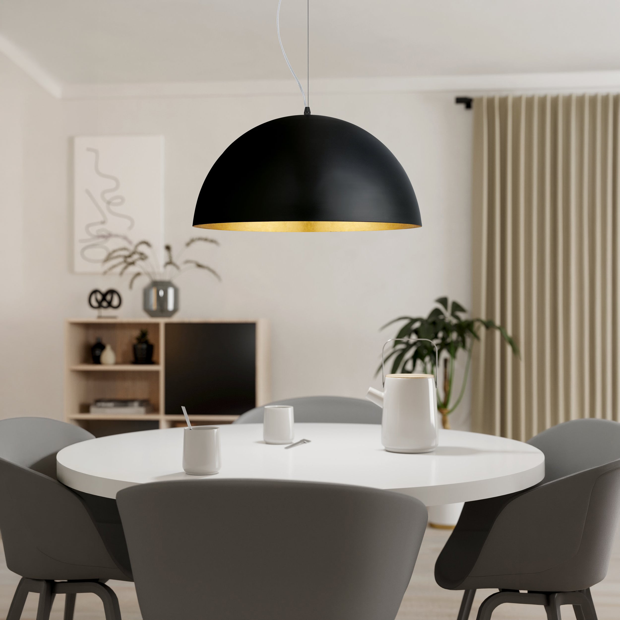 Eglo EU Obregon Cream & Oak Vintage Steel Single Pendant
