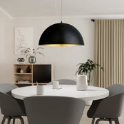 Eglo EU Gaetano 1 Black & Gold Steel Dome Pendant Light, 53cm
